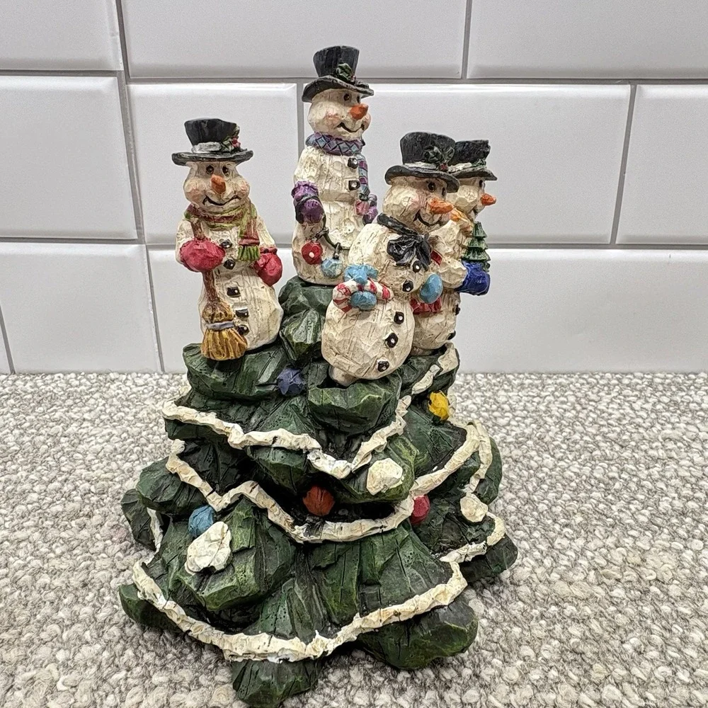 Snowman Cheese Butter Jam Spreaders In Festive Christmas Tree Holder Resin‎